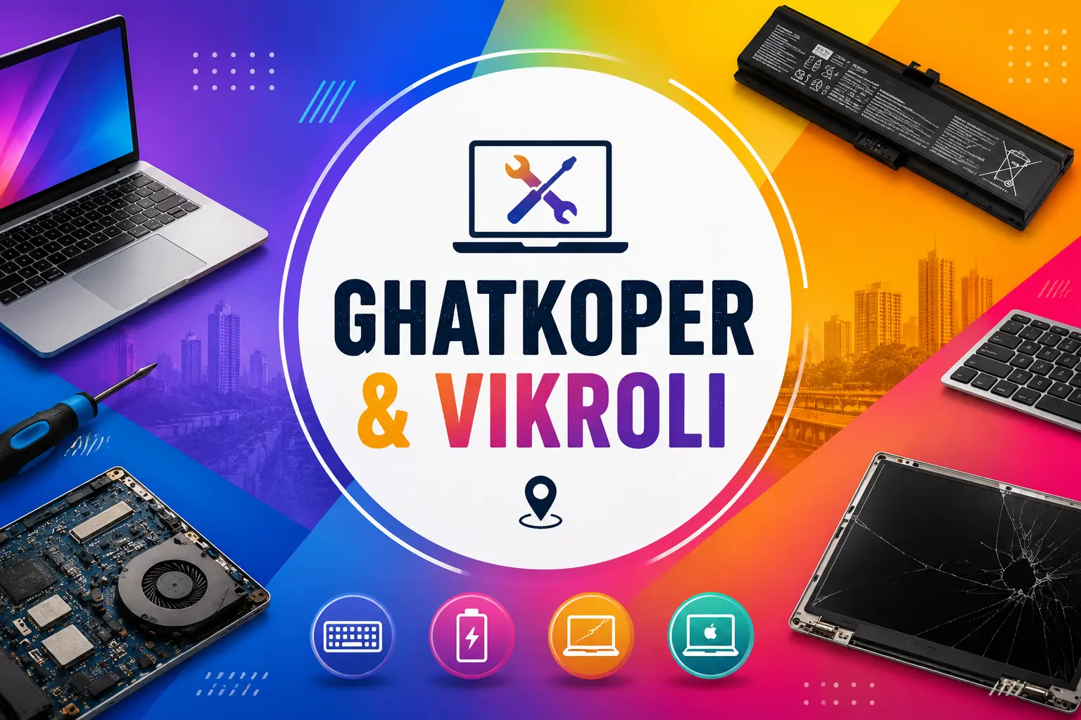 Laptop repair onsite service in Ghatkopar and Vikhroli Mumbai by Bombay Computers